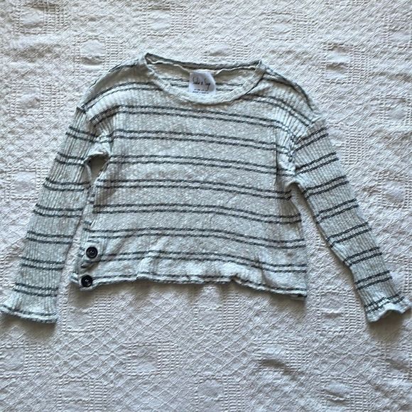 Sadie & Sage Tops - Sadie & Sage ribbed cropped white long sleeve striped knit top size medium
